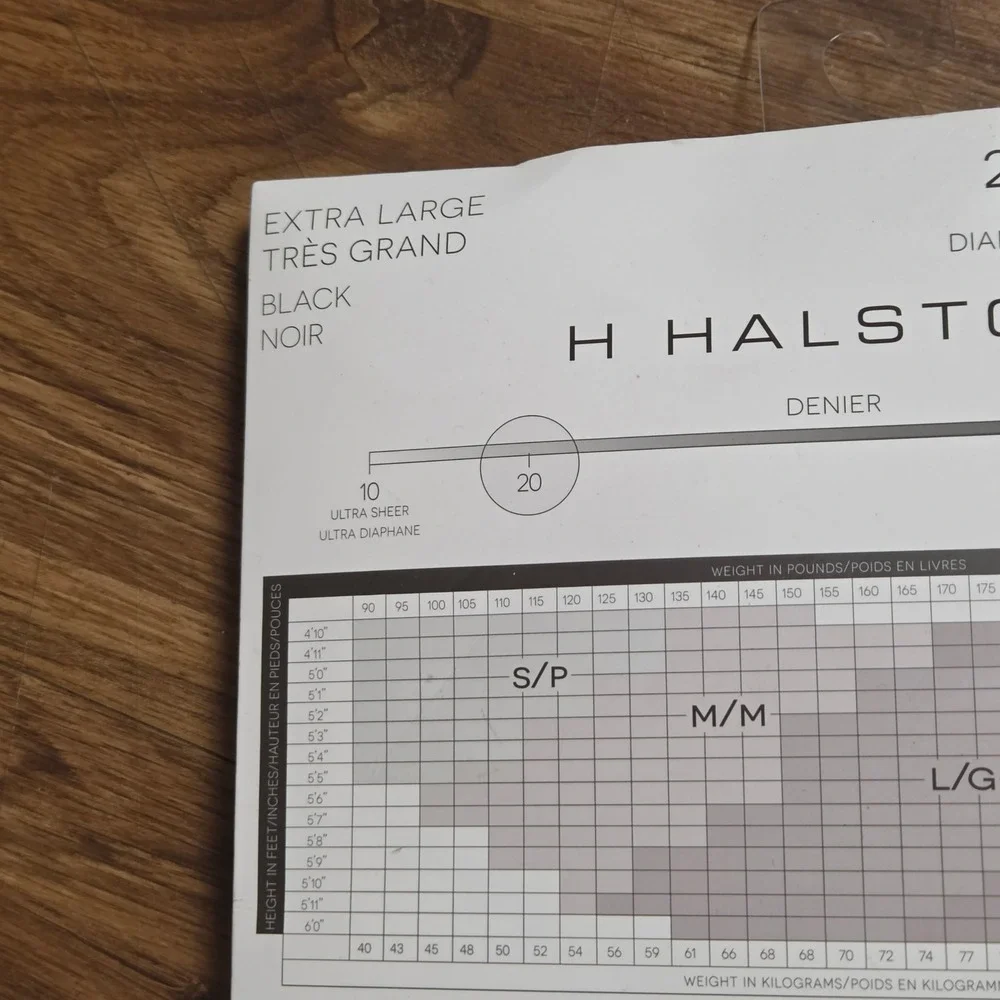 H Halston Control Top Sheer Tights XL 2 Pairs Black 20 Denier HHTIL0007 Open Box